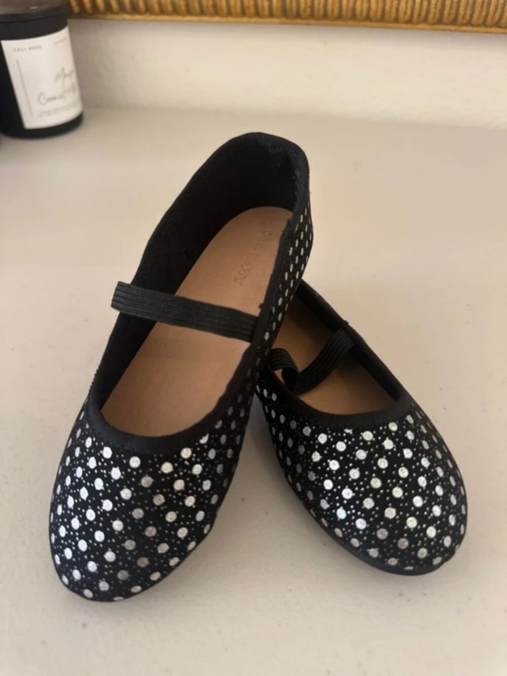 Girls size 10 black flat glitter ballet shoes from Old Navy